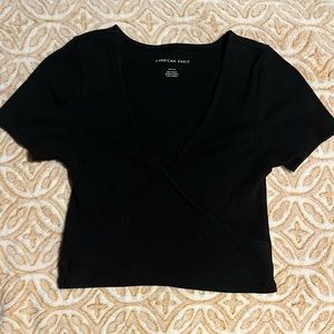 American eagle wrap front cropped top